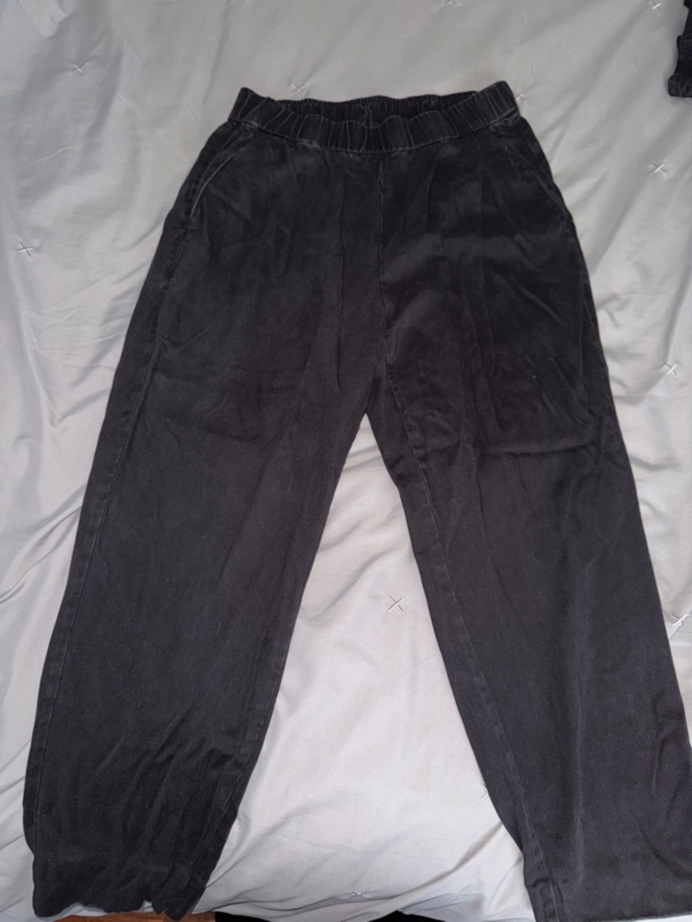 Eileen Fisher Black Elastic-Waist Relaxed Trousers